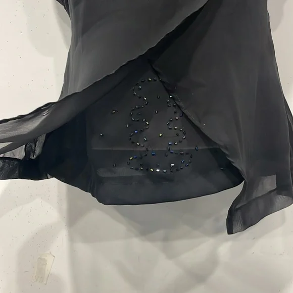 Womens Y2K Glitter Cami Camisole Sz M Black Spaghetti Straps back zip Handmade - Picture 4 of 7